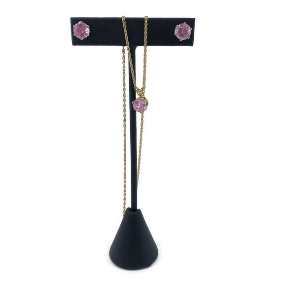 Pink Crystal Pendant Necklace and Stud Earring Set - Picture 9 of 9